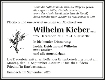 Traueranzeige von Wilhelm Kieber von GESAMT