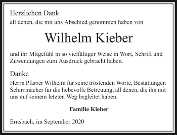 Traueranzeige von Wilhelm Kieber von GESAMT