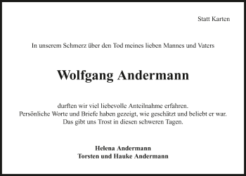 Traueranzeige von Wolfgang Andermann von GESAMT