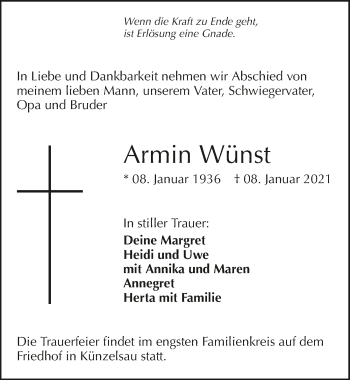 Traueranzeige von Armin Wünst von GESAMT