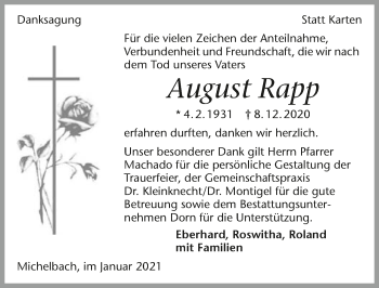 Traueranzeige von August Rapp von GESAMT