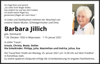 Traueranzeige von Barbara Jillich von GESAMT