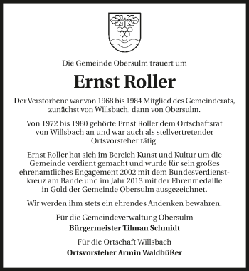 Traueranzeige von Ernst Roller von GESAMT