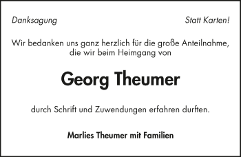 Traueranzeige von Georg Theumer von GESAMT