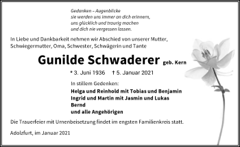 Traueranzeige von Gunilde Schwaderer von GESAMT