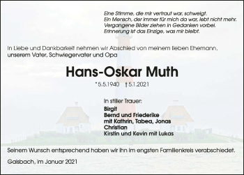 Traueranzeige von Hans-Oskar Muth von GESAMT