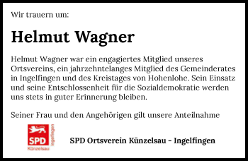 Traueranzeige von Helmut Wagner von GESAMT