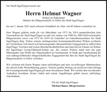Traueranzeige von Helmut Wagner von GESAMT