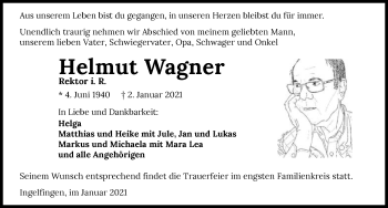 Traueranzeige von Helmut Wagner von GESAMT