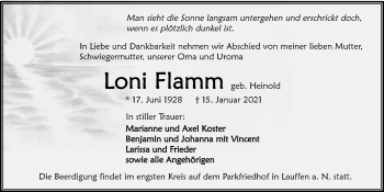 Traueranzeige von Loni Flamm von GESAMT