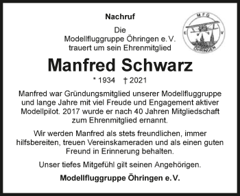 Traueranzeige von Manfred Schwarz von GESAMT