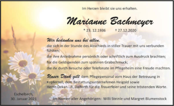 Traueranzeige von Marianne Bachmeyer von GESAMT