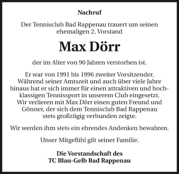 Traueranzeige von Max Dörr von GESAMT