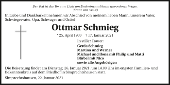 Traueranzeige von Ottmar Schmieg von GESAMT