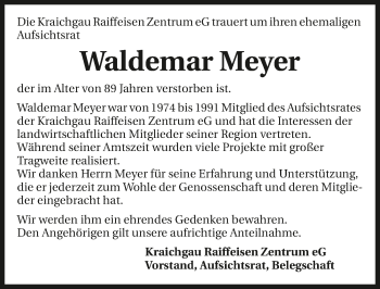 Traueranzeige von Waldemar Meyer von GESAMT