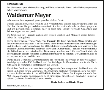 Traueranzeige von Waldemar Meyer von GESAMT