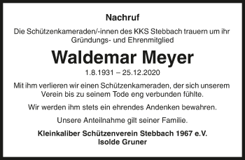 Traueranzeige von Waldemar Meyer von GESAMT