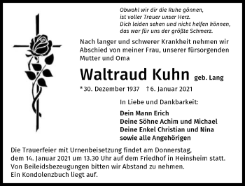 Traueranzeige von Waltraud Kuhn von GESAMT