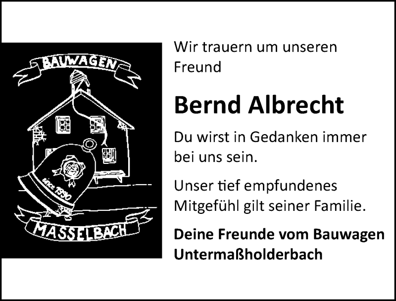  Traueranzeige für Bernd Albrecht vom 22.10.2021 aus GESAMT