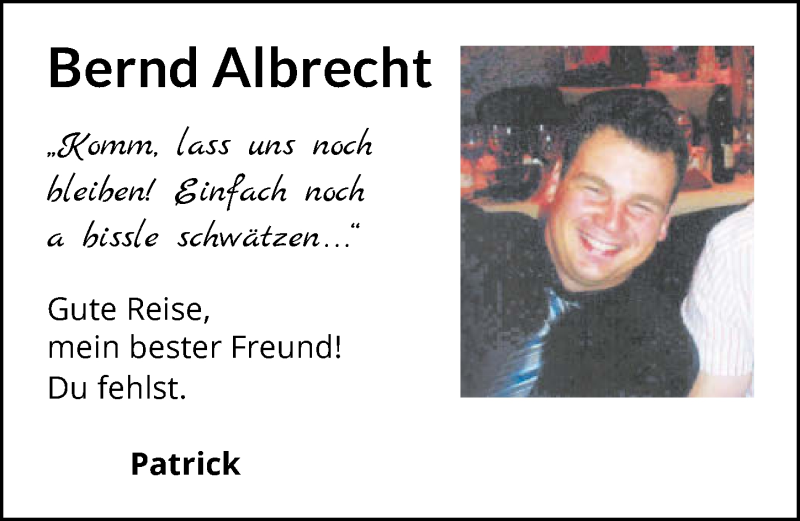  Traueranzeige für Bernd Albrecht vom 22.10.2021 aus GESAMT