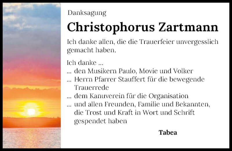  Traueranzeige für Christophorus Zartmann vom 16.10.2021 aus GESAMT