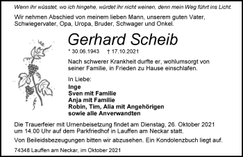 Traueranzeige von Gerhard Scheib von GESAMT