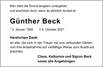 Traueranzeige von Günther Beck von GESAMT