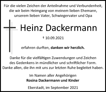 Traueranzeige von Heinz Dackermann von GESAMT