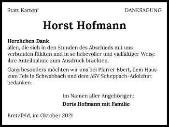 Traueranzeige von Horst Hofmann von GESAMT