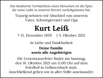 Traueranzeige von Kurt Leiß von GESAMT