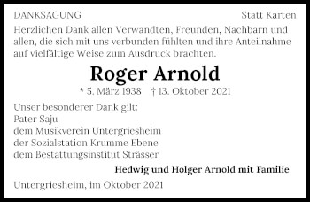 Traueranzeige von Roger Arnold von GESAMT