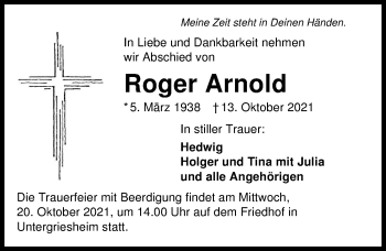 Traueranzeige von Roger Arnold von GESAMT