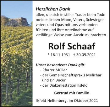 Traueranzeige von Rolf Schaaf von GESAMT