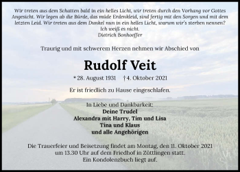 Traueranzeige von Rudolf Veit von GESAMT
