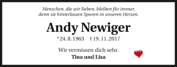Traueranzeige von Andreas Newiger von GESAMT
