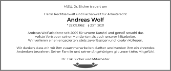 Traueranzeige von Andreas Wolf von GESAMT