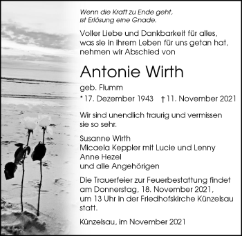 Traueranzeige von Antonie Wirth von GESAMT