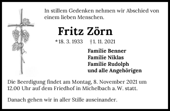 Traueranzeige von Fritz Zörn von GESAMT