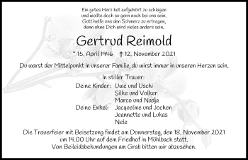 Traueranzeige von Gertrud Reimold von GESAMT