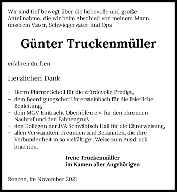 Traueranzeige von Günter Truckenmüller von GESAMT