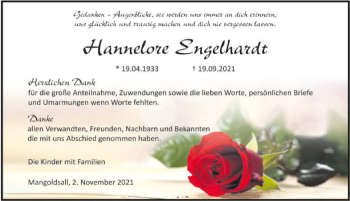 Traueranzeige von Hannelore Engelhardt von GESAMT
