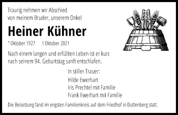 Traueranzeige von Heiner Kühner von GESAMT