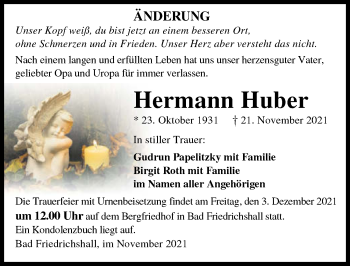Traueranzeige von Hermann Huber von GESAMT