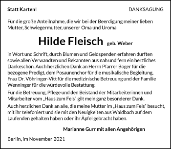 Traueranzeige von Hilde Fleisch von GESAMT