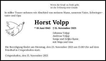 Traueranzeige von Horst Volpp von GESAMT