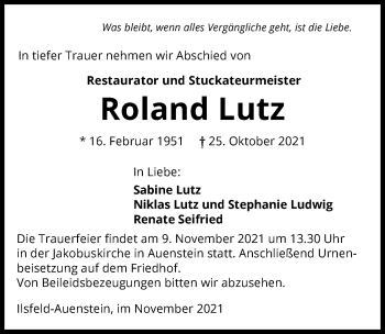 Traueranzeige von Roland Lutz von GESAMT