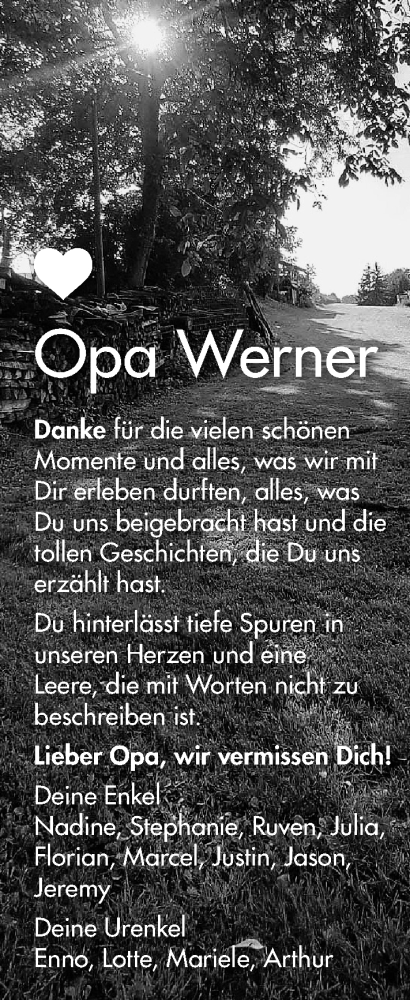  Traueranzeige für Werner Vogel vom 30.11.2021 aus GESAMT