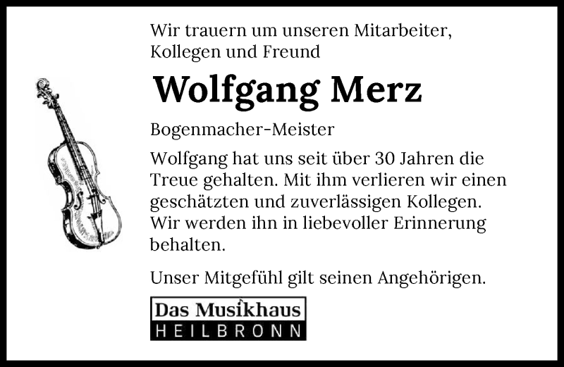  Traueranzeige für Wolfgang Merz vom 20.11.2021 aus GESAMT