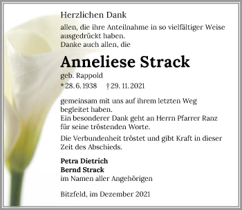 Traueranzeige von Anneliese Strack von GESAMT