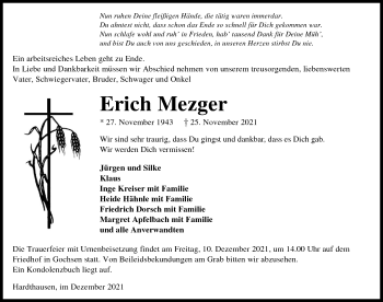 Traueranzeige von Erich Mezger von GESAMT